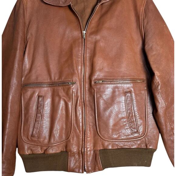 Adam Spencer Vtg Leather A2 Bomber Jacket Distressed Quilted Lining Men's Sz 42 - Picture 5 of 16